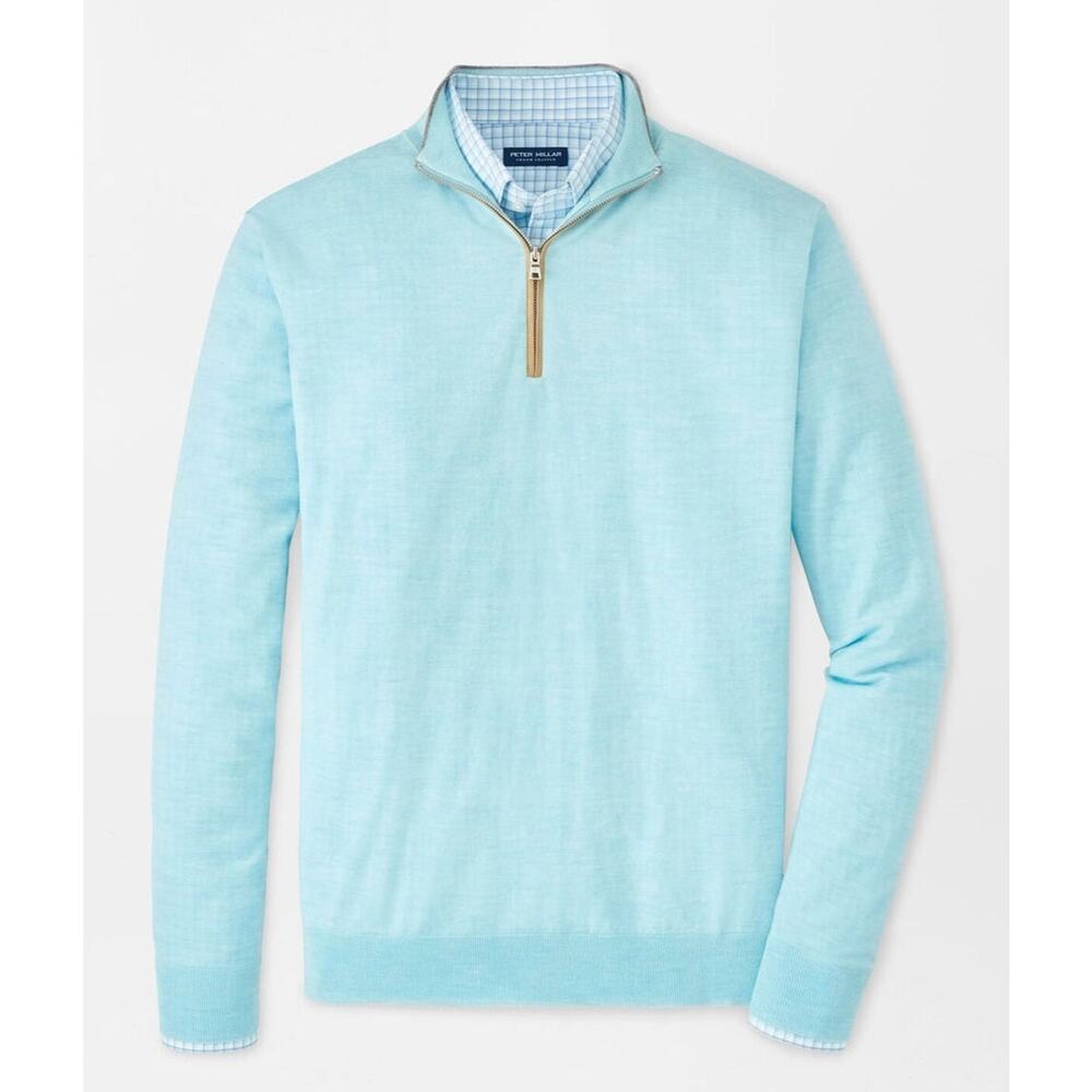 Peter Millar 2XL Blue Spruce Excursionist Flex Merino Quarter-Zip Sweater $350